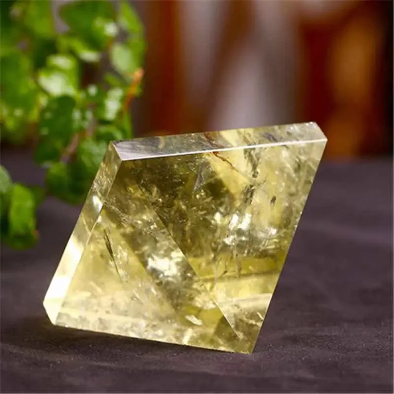 Natural Citrine Pyramid , crafted to harness the uplifting properties of this golden gemstone. This pyramid serves as a powerful symbol of positivity and abundance, - CRYSTALOIL