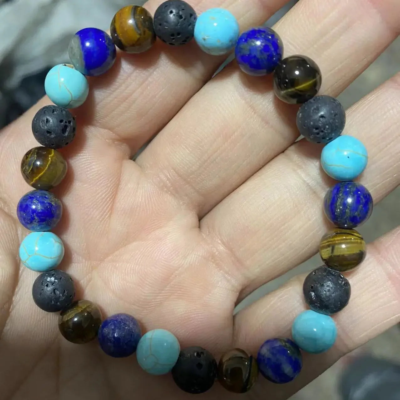 Natural lapis gold tiger eye stone blue pine bracelet fashion decoration for men and women bracelet - CRYSTALOIL