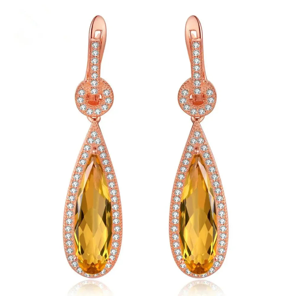 Natural water drop Crystal Earrings, made with exquisite topaz - CRYSTALOIL