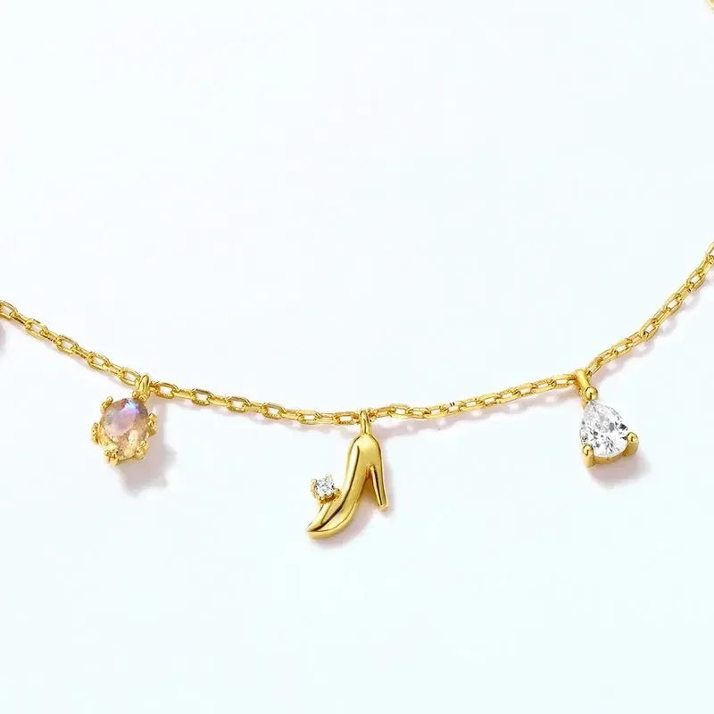 Blue Crystal Shoes S925 Silver Bracelet - CRYSTALOIL