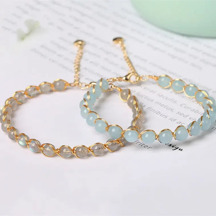 14K Gilded Winding Bracelet Crystal - CRYSTALOIL