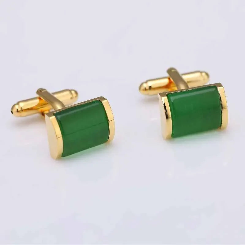 Fashion Emerald Green Opal Cufflink - CRYSTALOIL