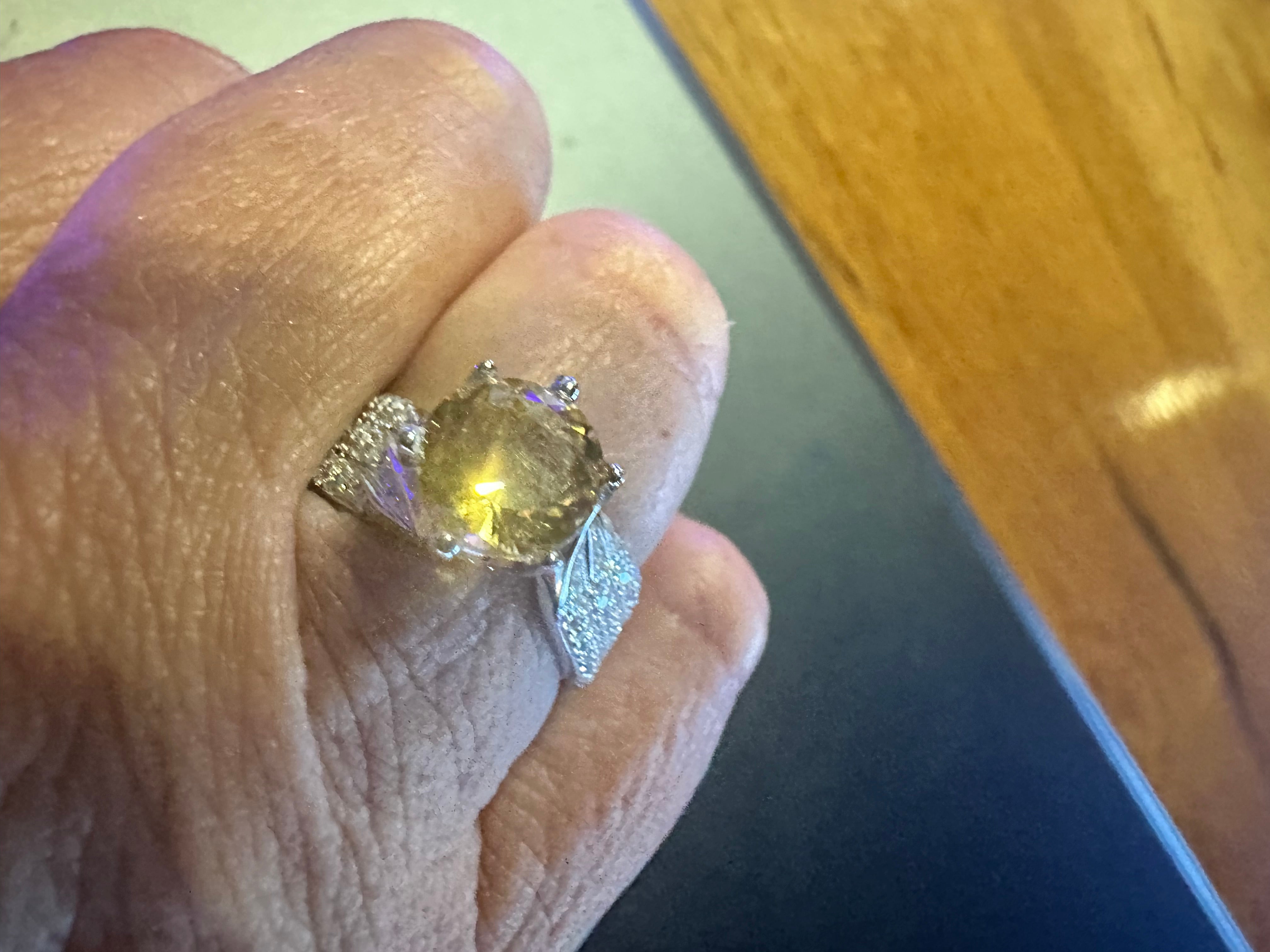Crystallux Brand Sterling  Silver natural citrine  Ring with VGL certificate