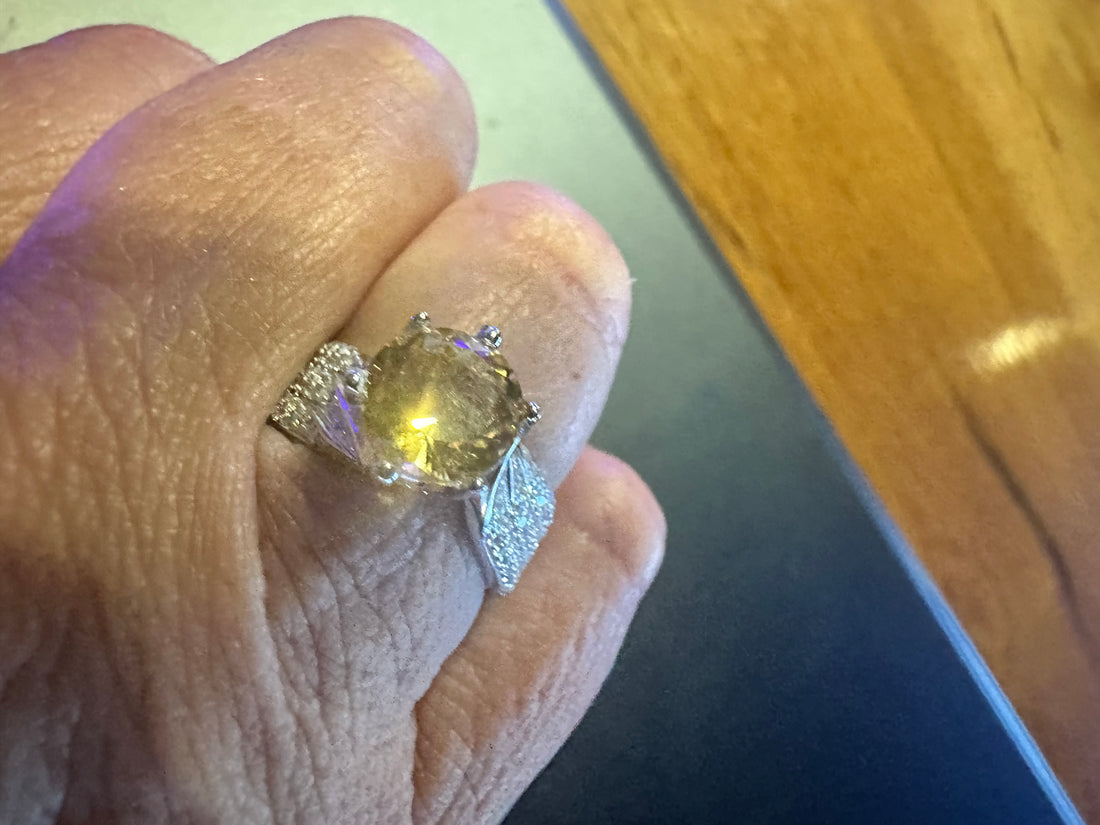 Crystallux Brand Sterling  Silver natural citrine  Ring with VGL certificate