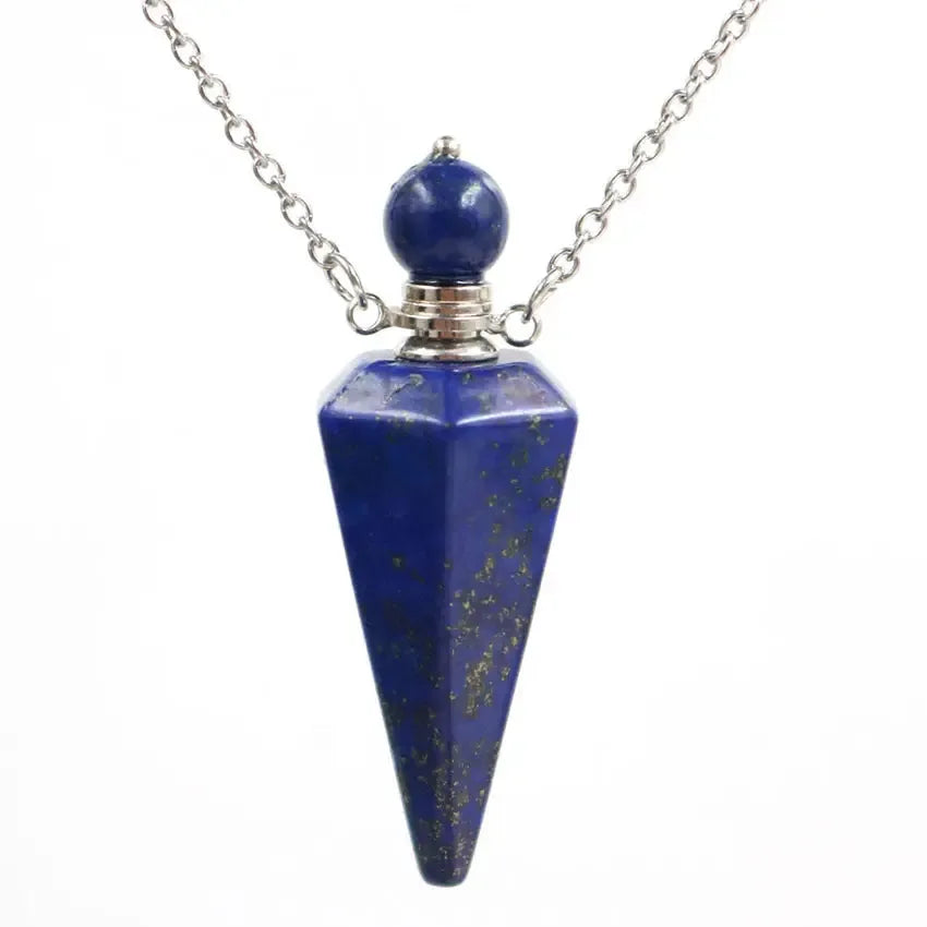 Natural crystal hexagon cone bottle pendant necklace female fashion OL refined oil bottle collar accessories - CRYSTALOIL