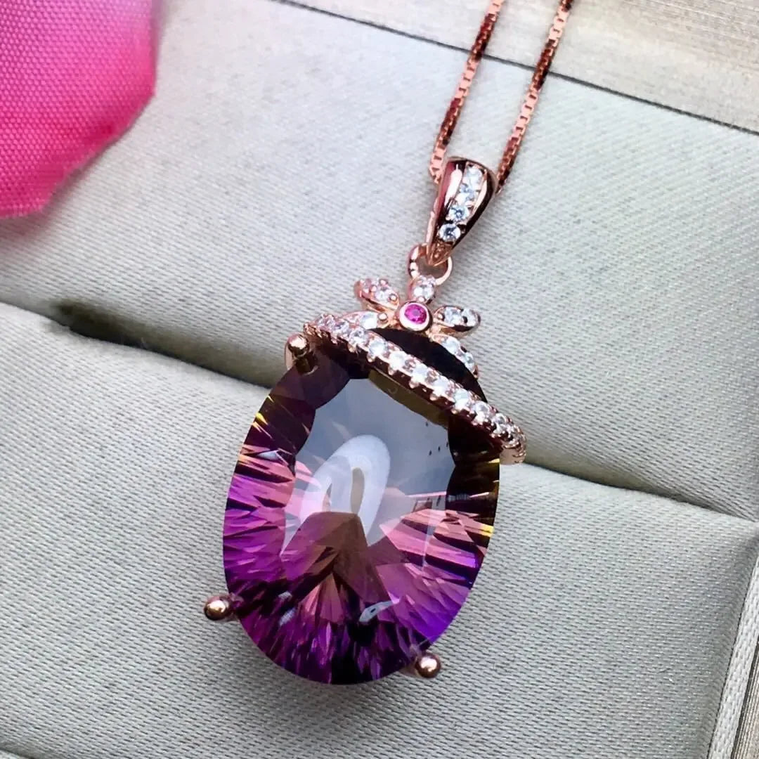 Amethyst Pendant Crystal S925 Silver Necklace, Elegant and versatile - CRYSTALOIL