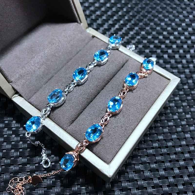 Natural Topaz Bracelet - Luxury 925 Sterling Silver Jewelry - CRYSTALOIL