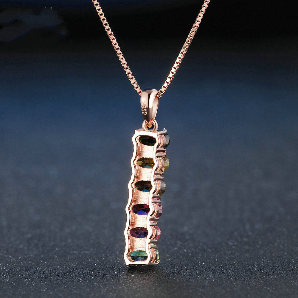 Natural tourmaline jewelry,  925 silver. The multi-colored tourmalines create a captivating mosaic, adding a touch of brilliance and charm - CRYSTALOIL
