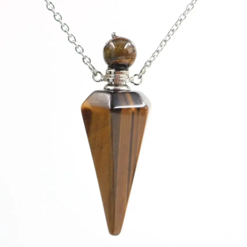 Natural crystal hexagon cone bottle pendant necklace female fashion OL refined oil bottle collar accessories - CRYSTALOIL