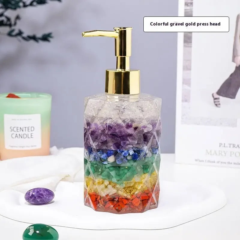 Natural Crystal Tumble Stones Soap Storage Bottle - CRYSTALOIL