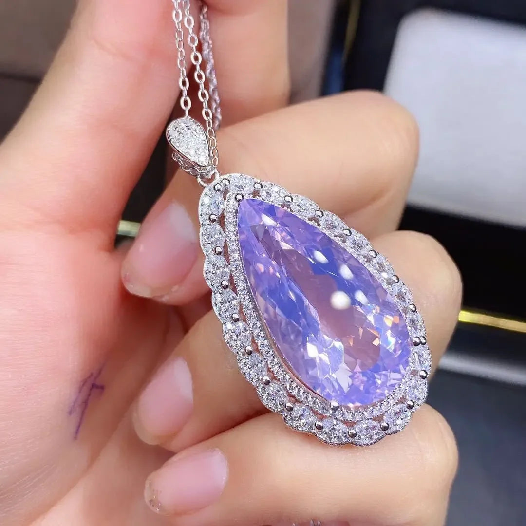 Natural Lavender Amethyst Pendant Oversized Particles - CRYSTALOIL