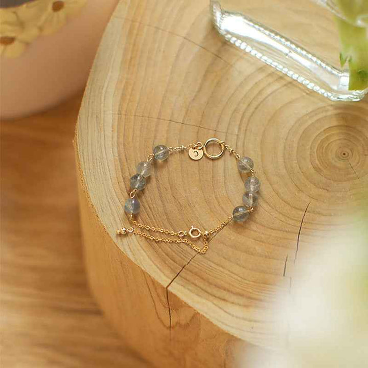 Strawberry Gold Aquamarine Bracelet - Elegant Handmade Jewelry for Women - CRYSTALOIL