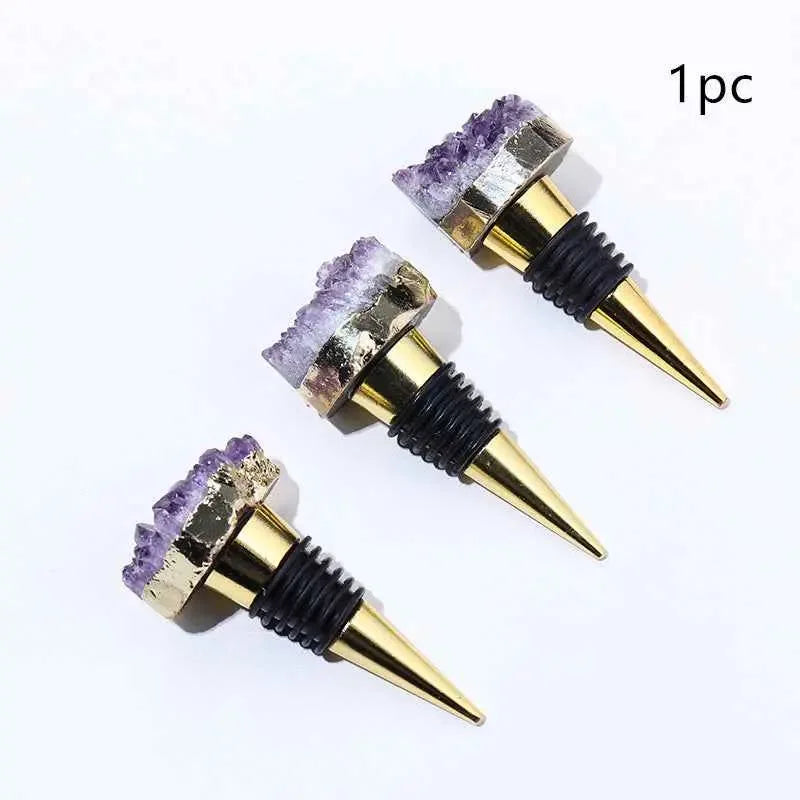 Natural Amethyst Crystal Wine Stopper - Elegant Wine Accessory for Gifts and Home Decor - CRYSTALOIL