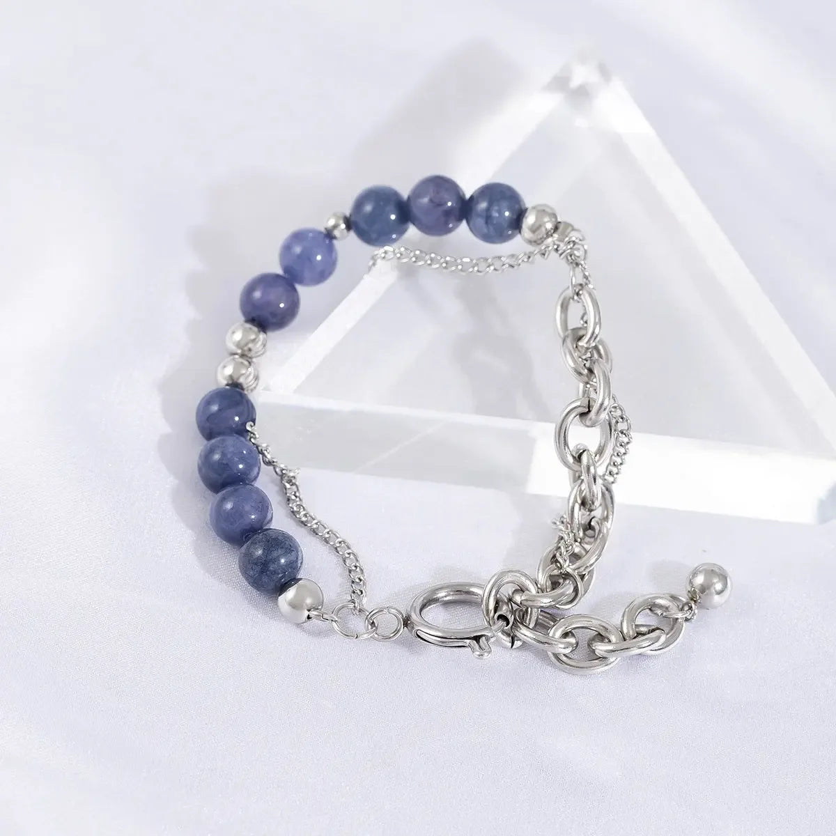 Exquisite double -layer chain stitching blue crystal handle - CRYSTALOIL