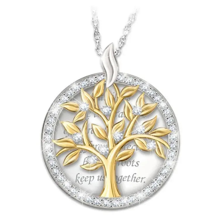 Elegant and Stylish Studded Tree of Life Necklace - CRYSTALOIL