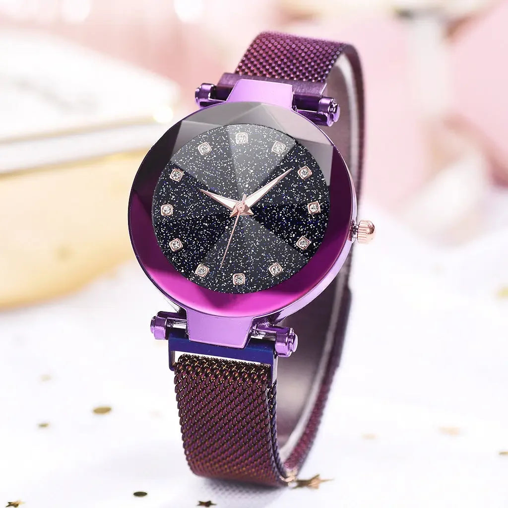 Watch Square Diamond Rhinestone Starry Sky Face Ladies Casual Fashion Watch Set Bracelet Watch - CRYSTALOIL