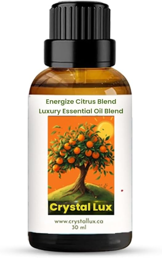 Energize Citrus Essential Oil Blend by Crystal Lux – Luxury Aromatherapy Diffuser Oil for Home – Premium Essential Oils for Diffusers, Fresh Uplifting Fragrance