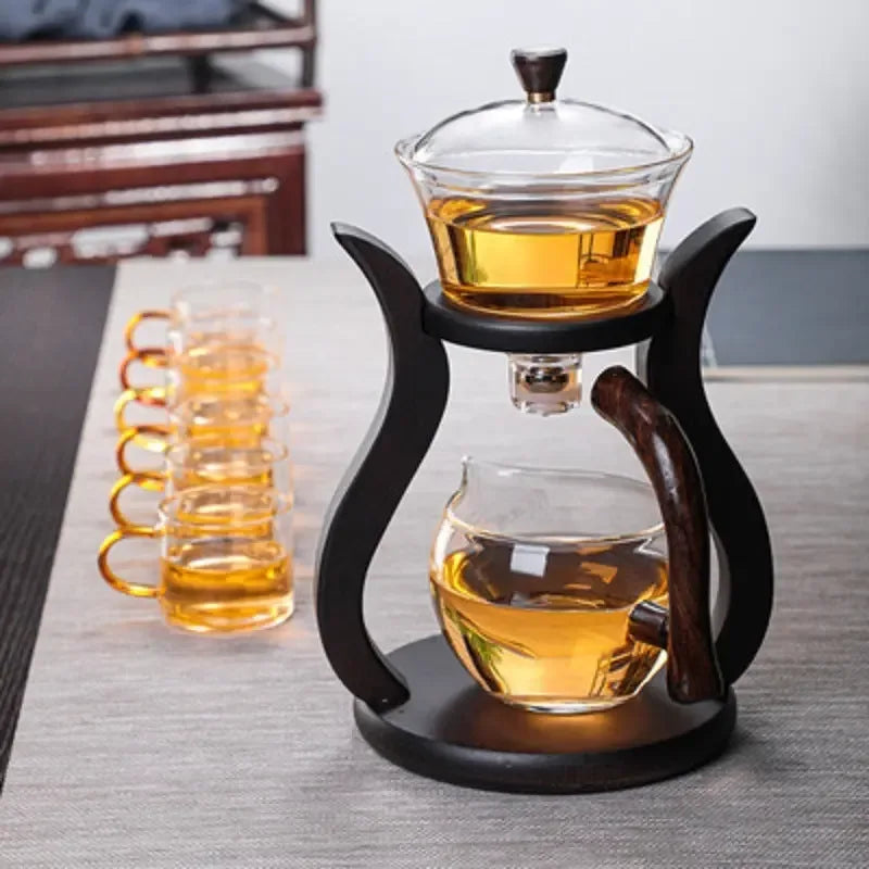 Kung Fu Tea Cup Simple Magnetic Tea Brewing Maker Glass Tea Set - CRYSTALOIL