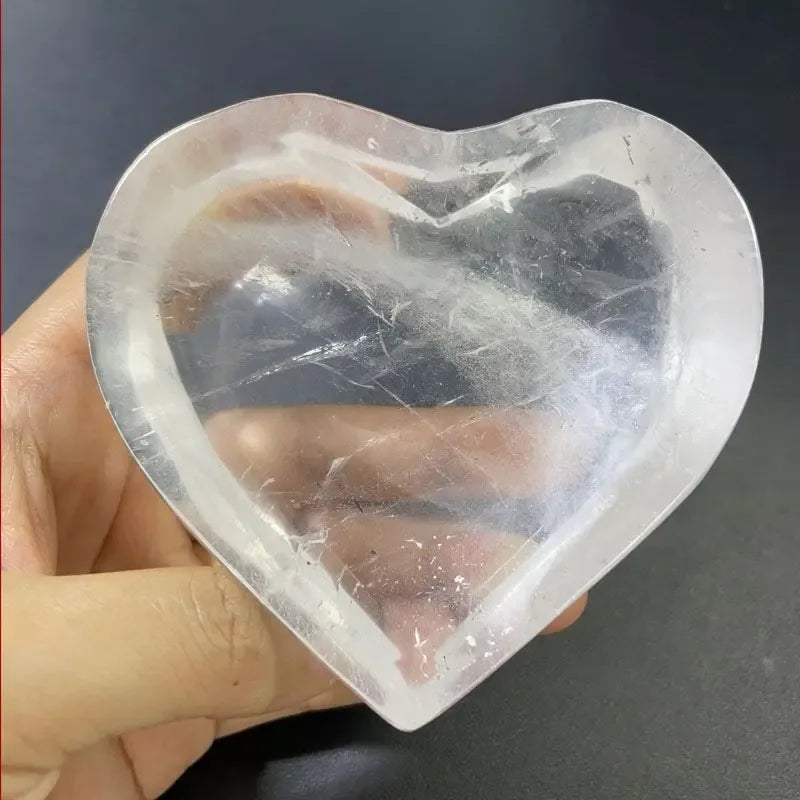 Natural White Crystal Love Bowl Rough Polished, - CRYSTALOIL