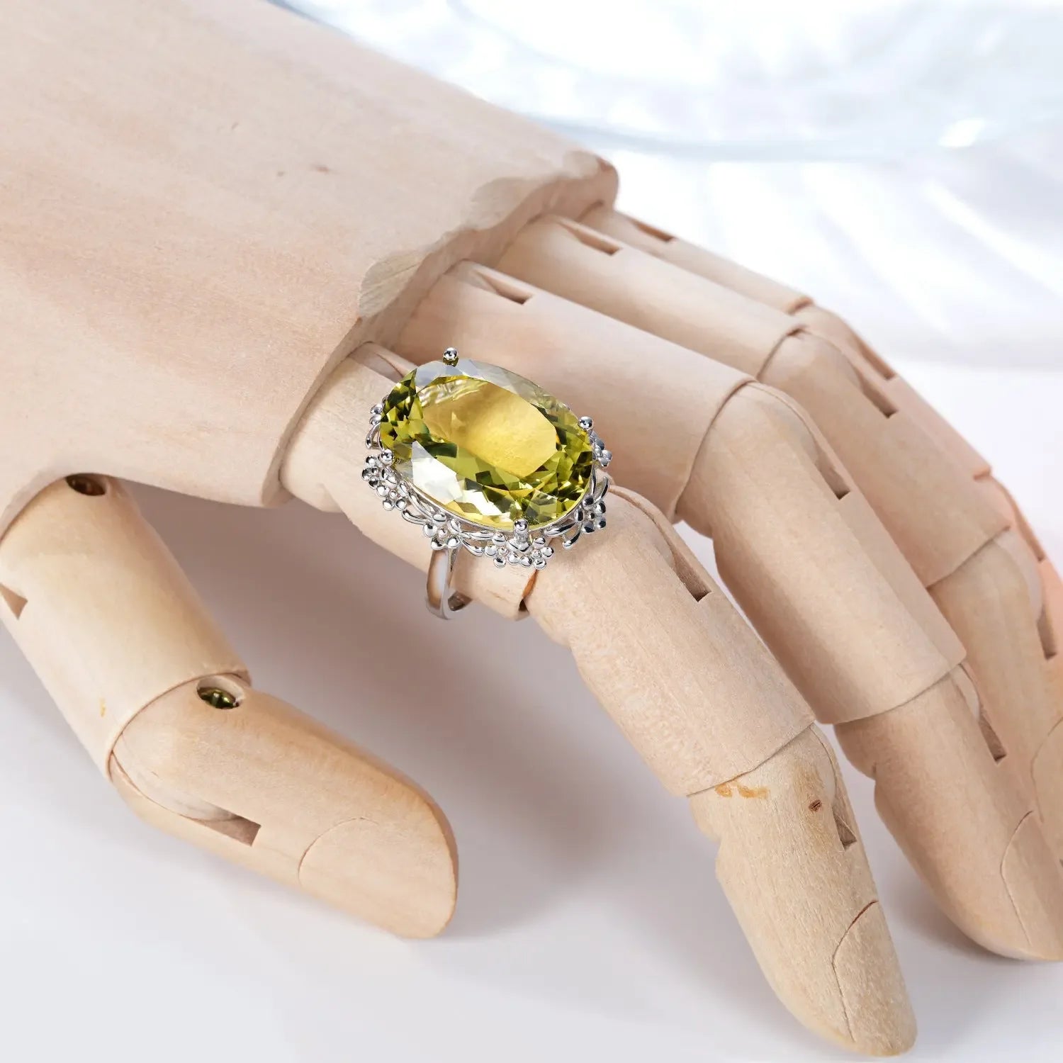 Natural citrine Crystal Ring Luxury Style Jewelry S925 Silver - CRYSTALOIL