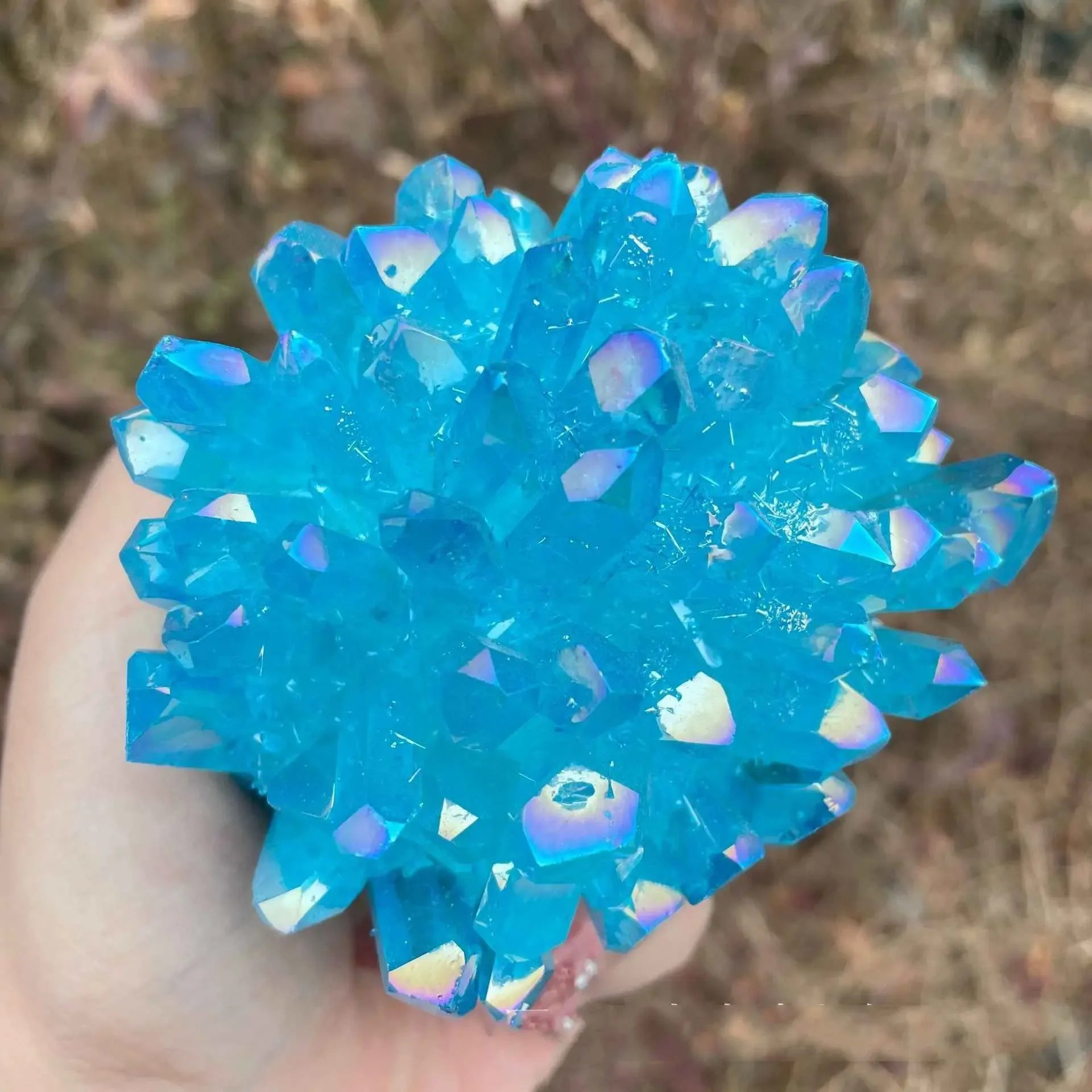 Blue Natural White Crystal Cluster - CRYSTALOIL