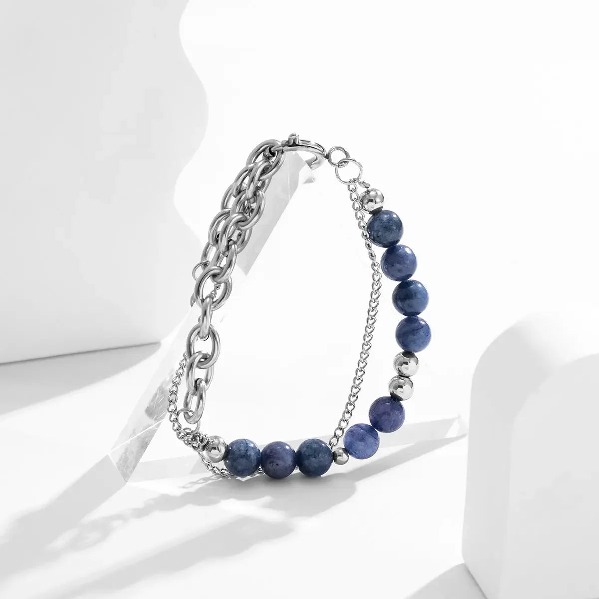 Exquisite double -layer chain stitching blue crystal handle - CRYSTALOIL