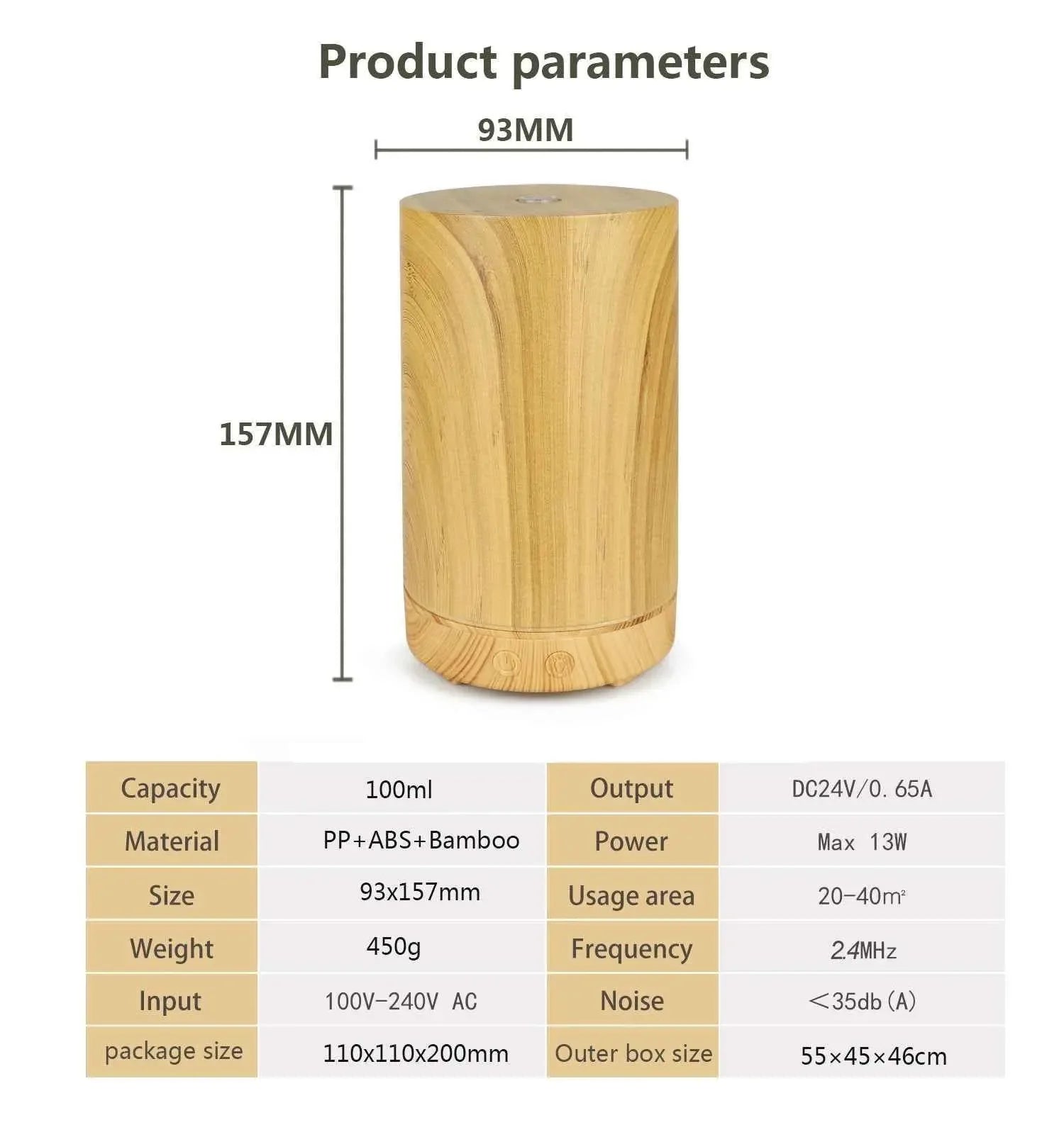Creative 100ML Humidifier Wood Grain Aroma Diffuser - CRYSTALOIL