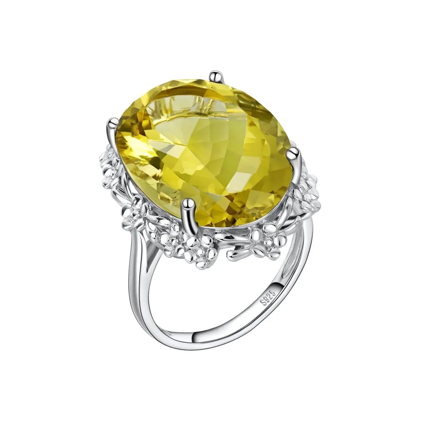 Natural citrine Crystal Ring Luxury Style Jewelry S925 Silver - CRYSTALOIL