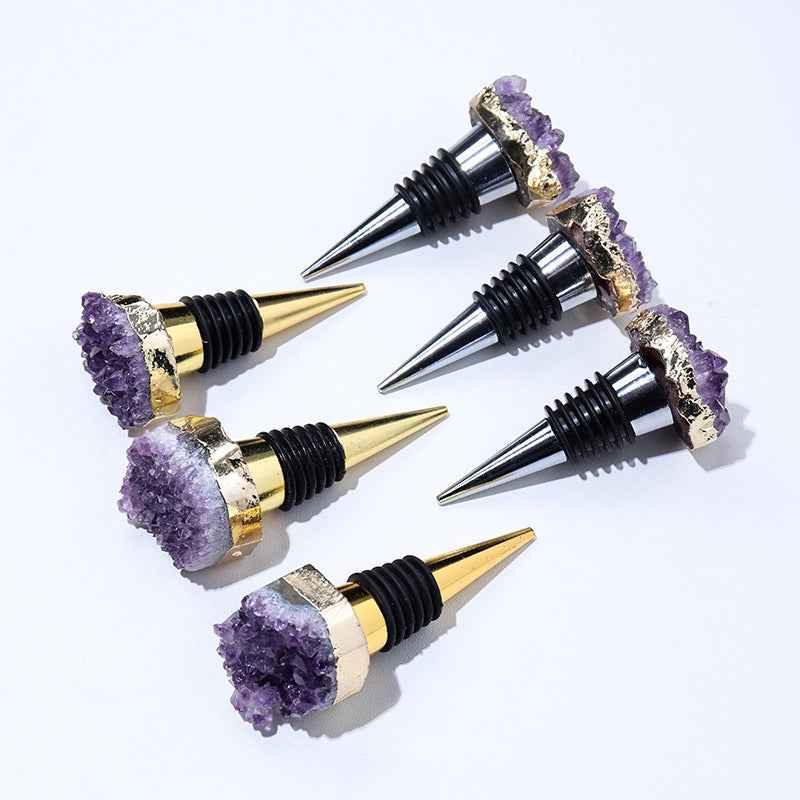 Natural Amethyst Crystal Wine Stopper - Elegant Wine Accessory for Gifts and Home Decor - CRYSTALOIL