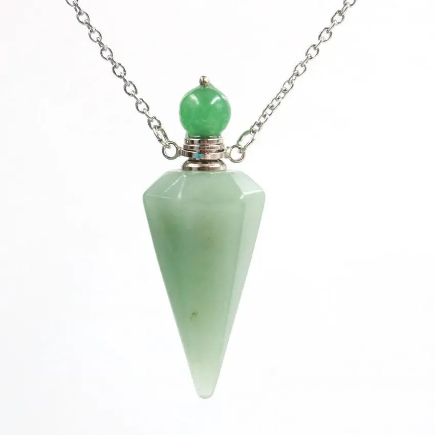 Natural crystal hexagon cone bottle pendant necklace female fashion OL refined oil bottle collar accessories - CRYSTALOIL