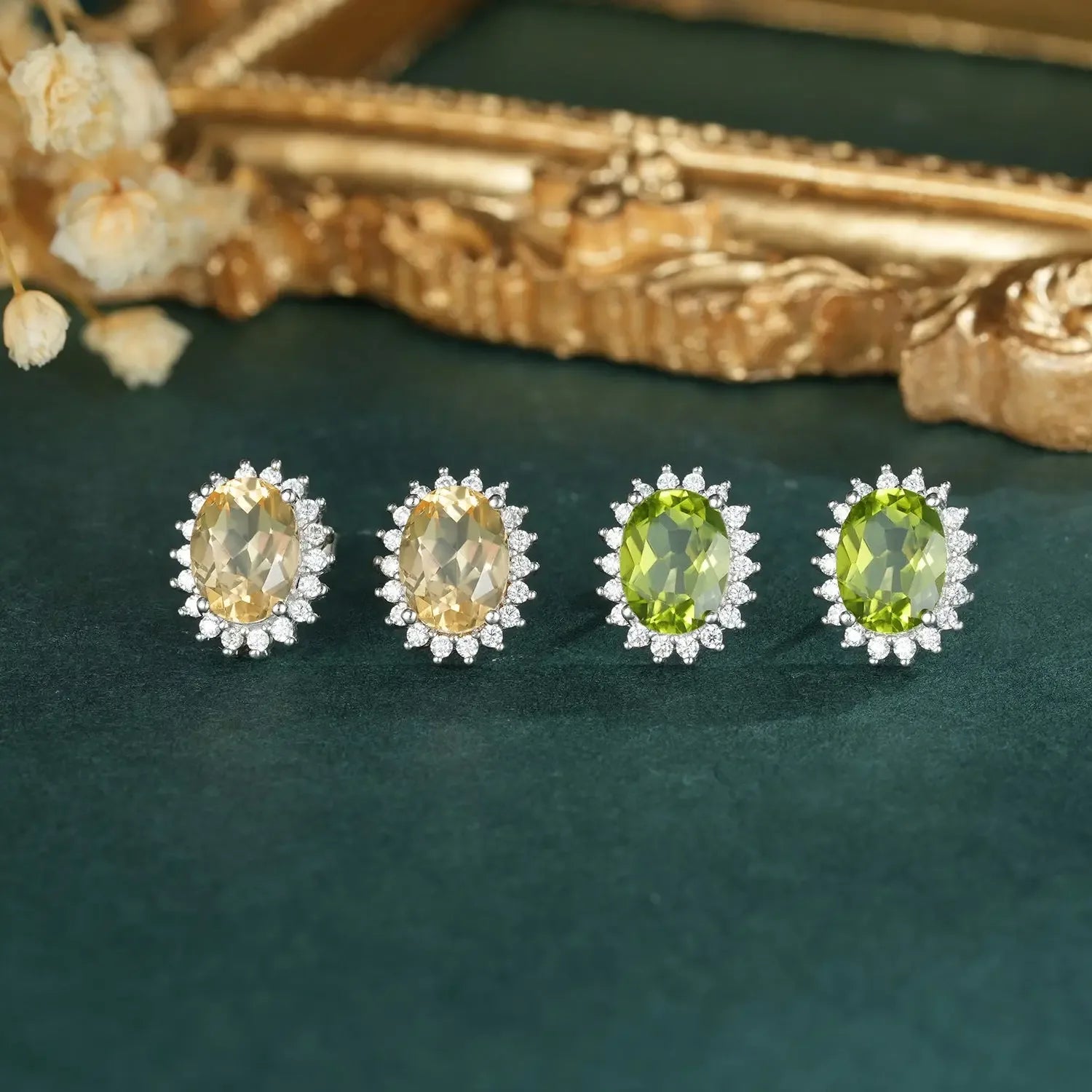 S925 Silver Natural Topaz Peridot Earrings Women's Luxury Premium Jewelry - CRYSTALOIL