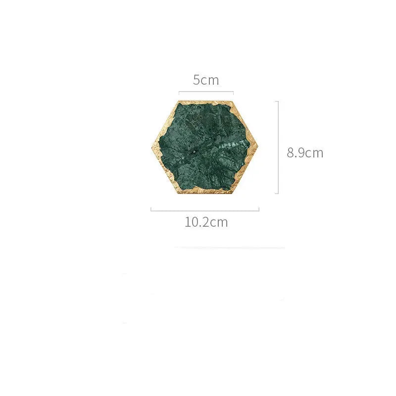 3 pieces Emerald Natural Marble Placemat Coaster Plate, - CRYSTALOIL