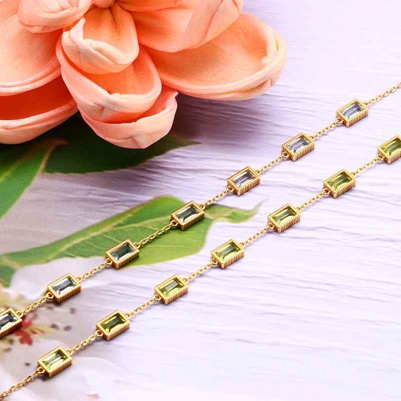 Natural Crystal Bracelet, A radiant blend of geometric elegance and natural allure, crafted with silver and adorned with vibrant crystals. - CRYSTALOIL