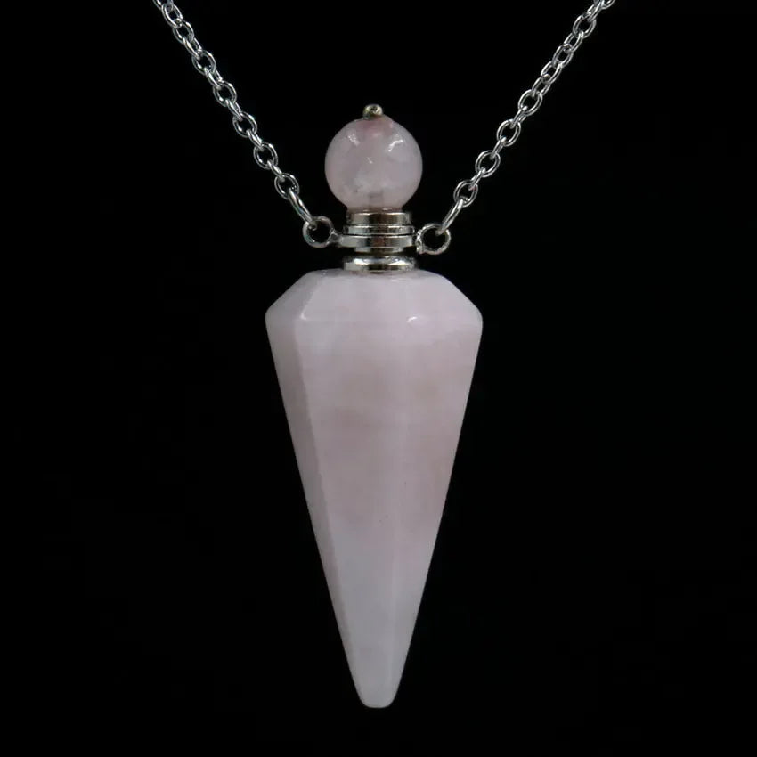 Natural crystal hexagon cone bottle pendant necklace female fashion OL refined oil bottle collar accessories - CRYSTALOIL