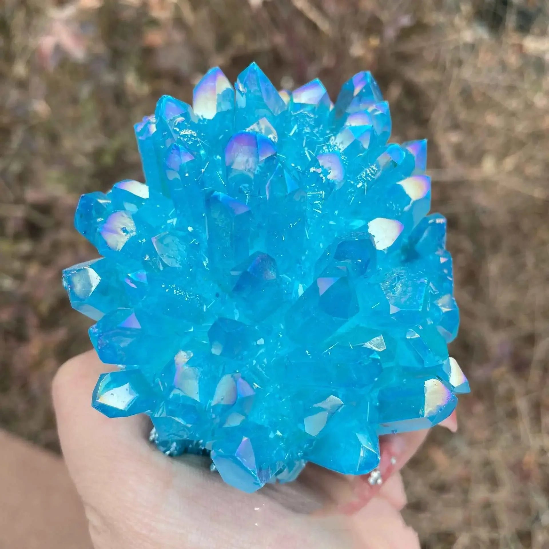 Blue Natural White Crystal Cluster - CRYSTALOIL