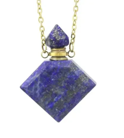 Natural Crystal Diamond Perfume Bottle Aromatherapy Bottle Necklace Pendant - CRYSTALOIL