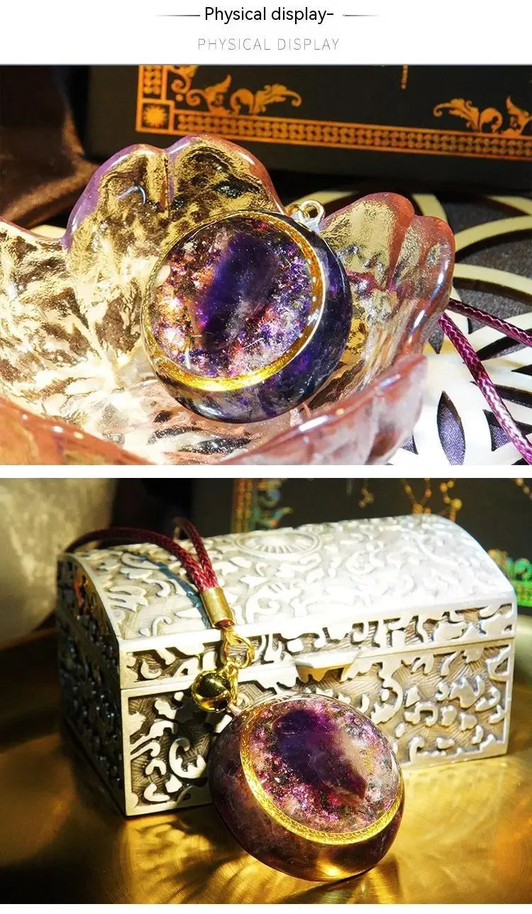 Natural Crystal Sub-graphite Meteorite Reiki Backbone Pendant Sweater Chain Car Hanging - CRYSTALOIL