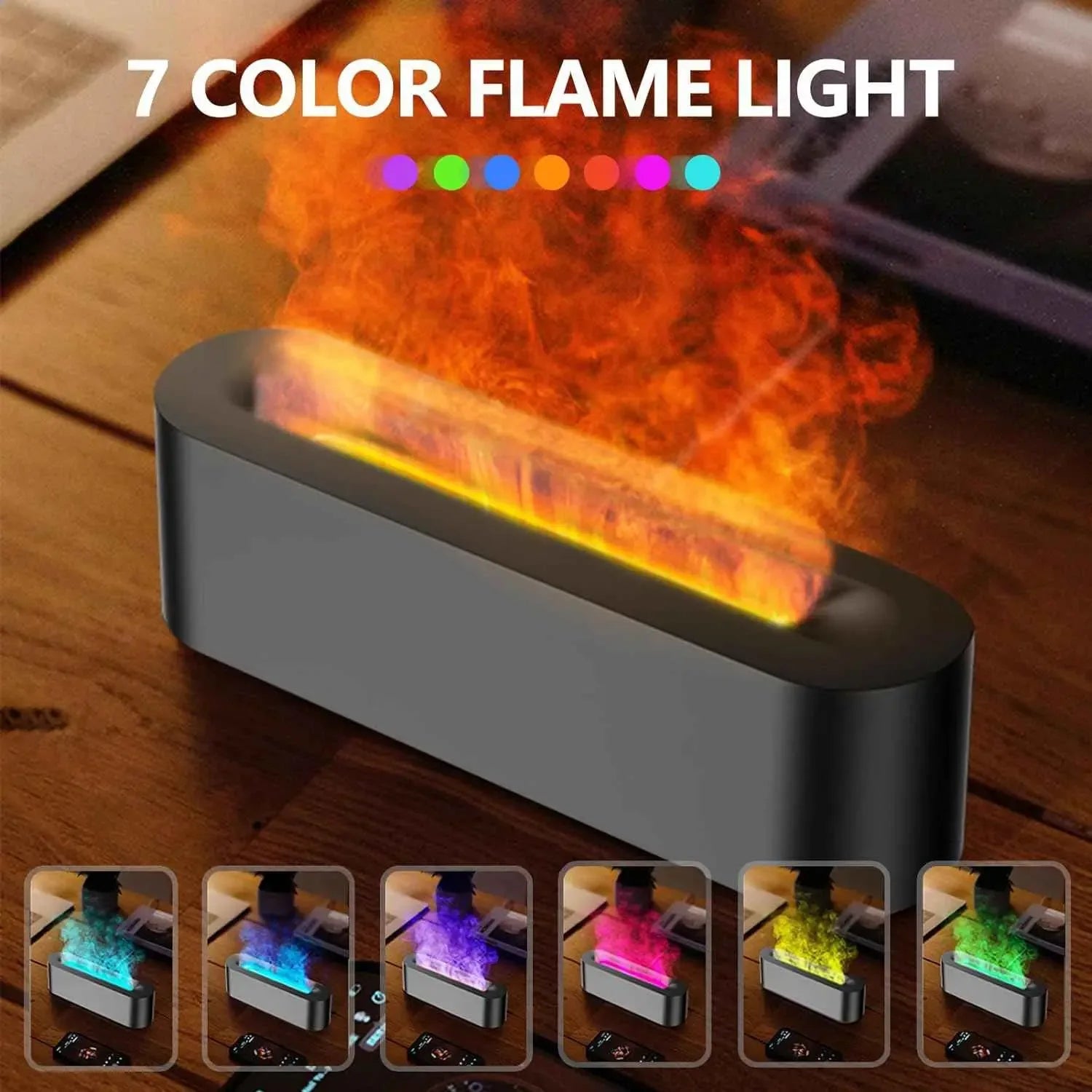 Flame Essential Oil Diffusers, Upgrade 7 Colour Lights Aromatherapy Diffuser, Oil Diffuser, Air Humidifier, Aroma Diffusers For Home, Bedroom, Office, Yoga, Timer &amp; Waterless Auto Off 150ml - CRYSTALOIL