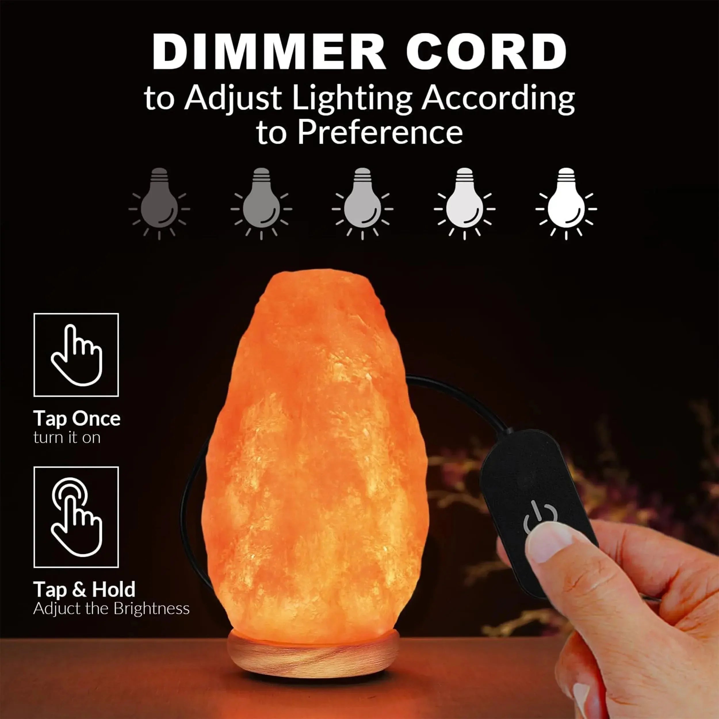 Himalayan Glow Salt Lamp with Dimmer Switch 5-7 lbs - CRYSTALOIL