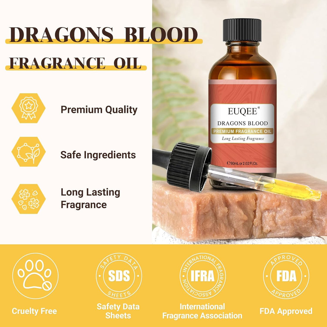 EUQEE Dragons Blood Fragrance Oil – 60ml Dropper Bottle