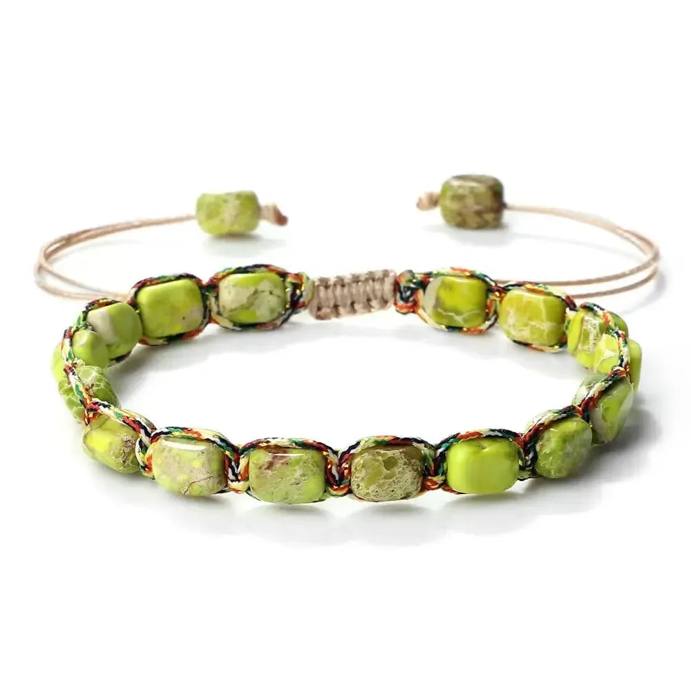 Bohemian style hand-woven bracelet Imperial stone hemp string three-dimensional beaded bracelet - CRYSTALOIL
