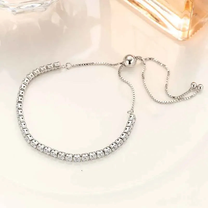 Sterling Silver Full Diamond Crystal Bracelet - CRYSTALOIL