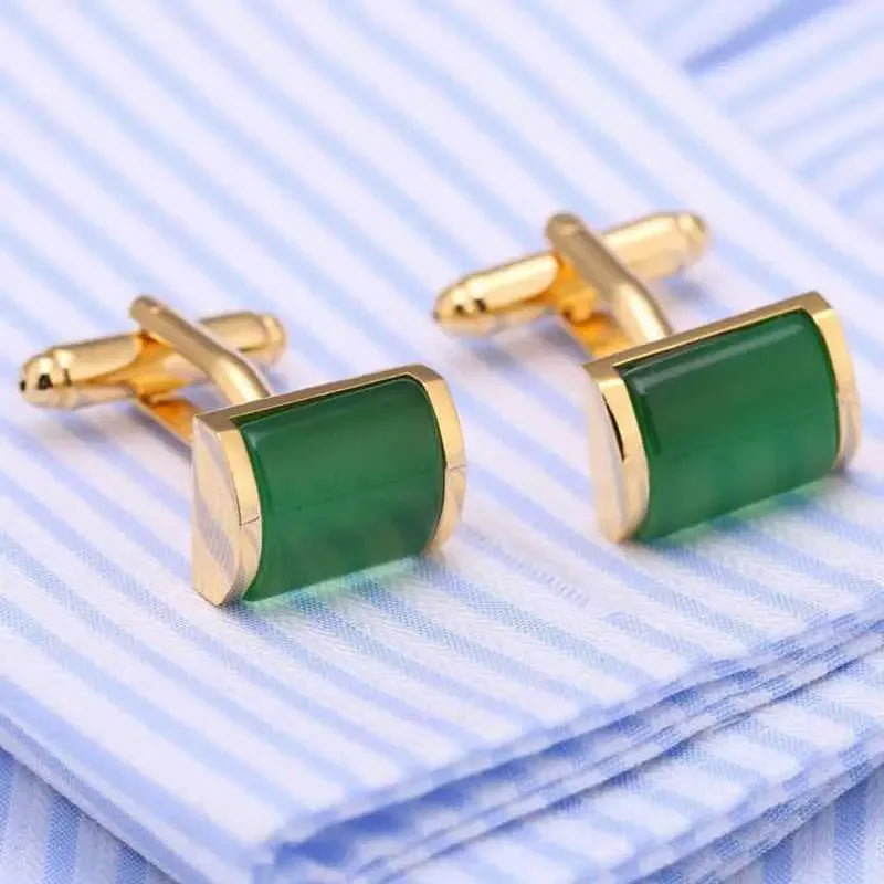 Fashion Emerald Green Opal Cufflink - CRYSTALOIL