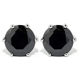 Sterling silver stud earrings four-claw black agate earrings sterling silver jewelry earrings hypoallergenic - CRYSTALOIL