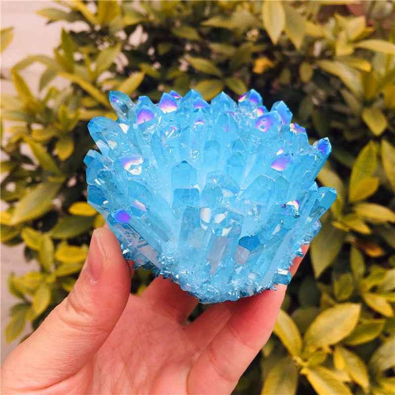 Blue Natural White Crystal Cluster - CRYSTALOIL