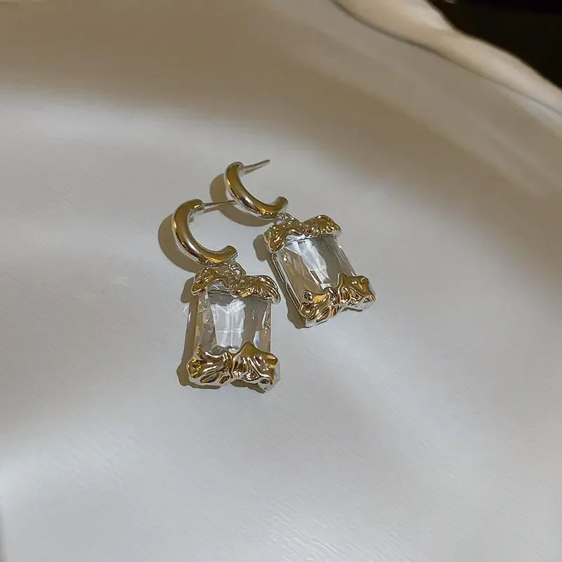 925 Silver Needle Light Luxury High Sense Crystal Earrings - CRYSTALOIL