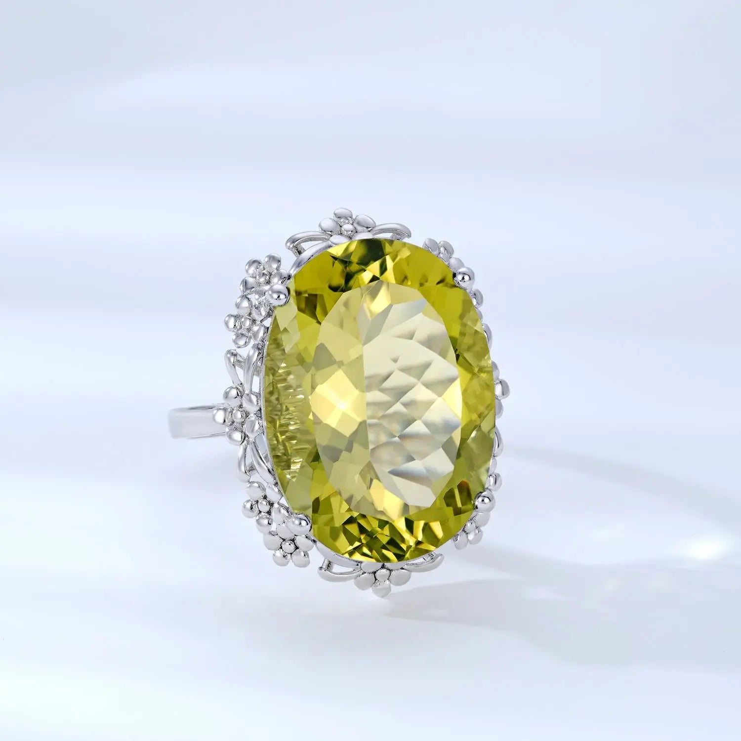 Natural citrine Crystal Ring Luxury Style Jewelry S925 Silver - CRYSTALOIL
