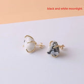 Gold-plated Four-claw Stone Rough Stone Stud Earrings For Women - CRYSTALOIL