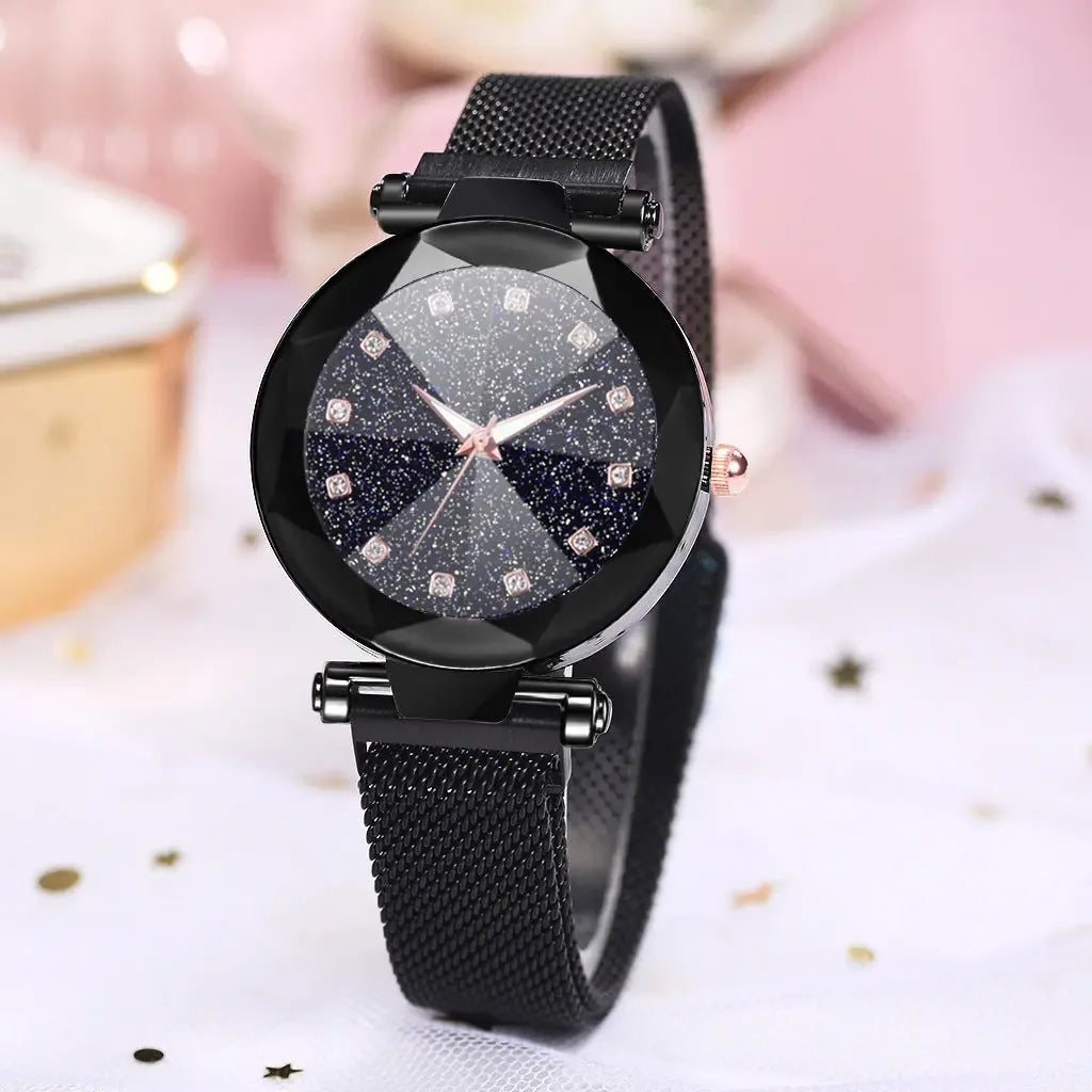 Watch Square Diamond Rhinestone Starry Sky Face Ladies Casual Fashion Watch Set Bracelet Watch - CRYSTALOIL
