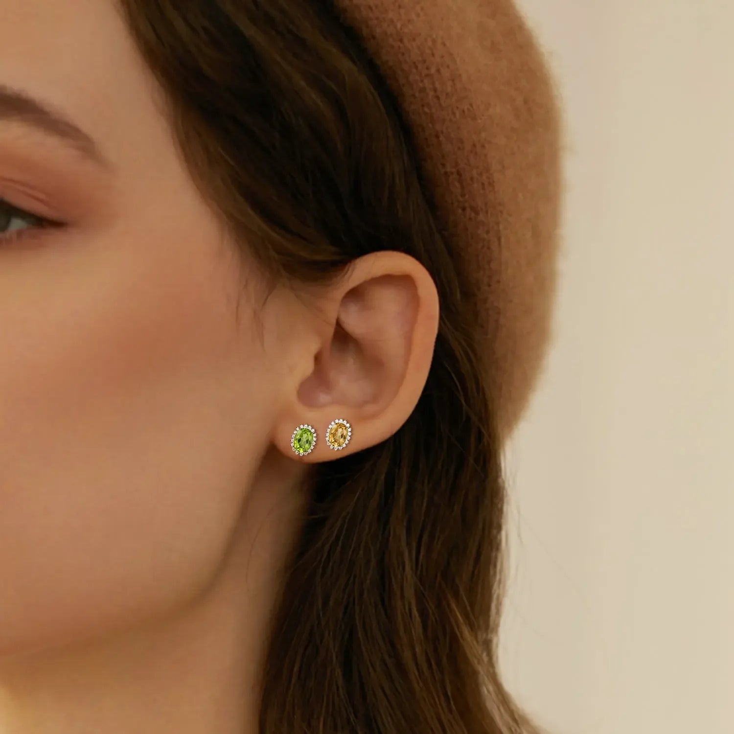 S925 Silver Natural Topaz Peridot Earrings Women's Luxury Premium Jewelry - CRYSTALOIL